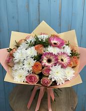 Букет цветов из:  Розы, Герберы и Хризантемы в Жирнове