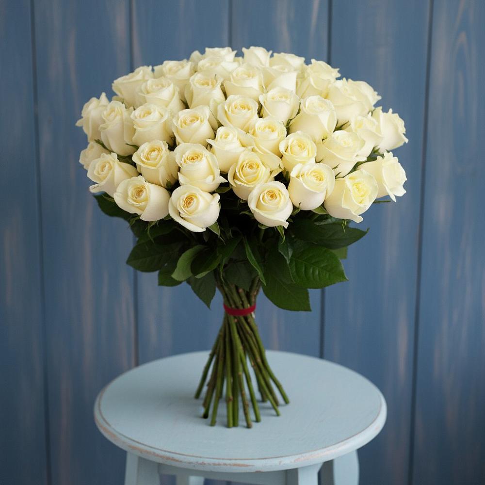 Букет 51 Белая роза Эдлесс Лав в Жирнове