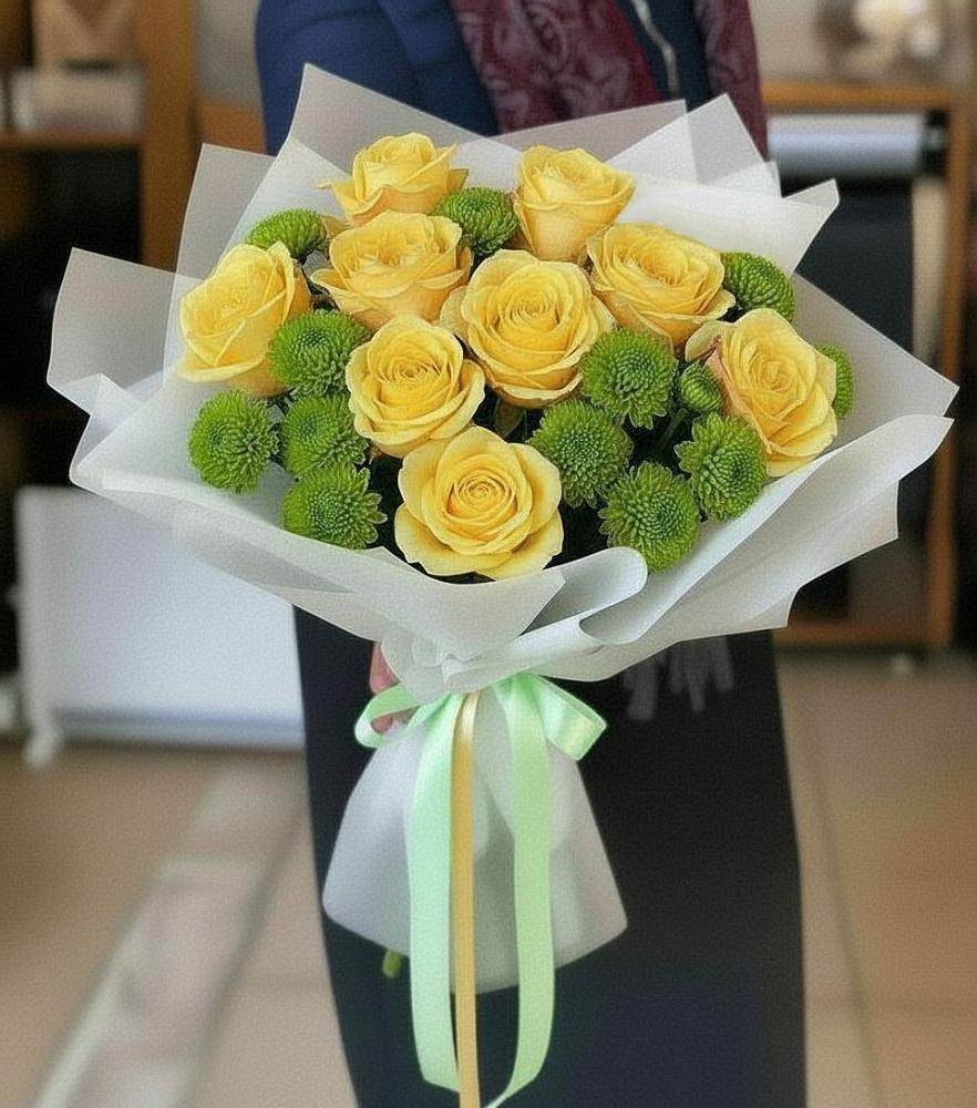 Букет цветов из: Хризантемы и Розы в Жирнове