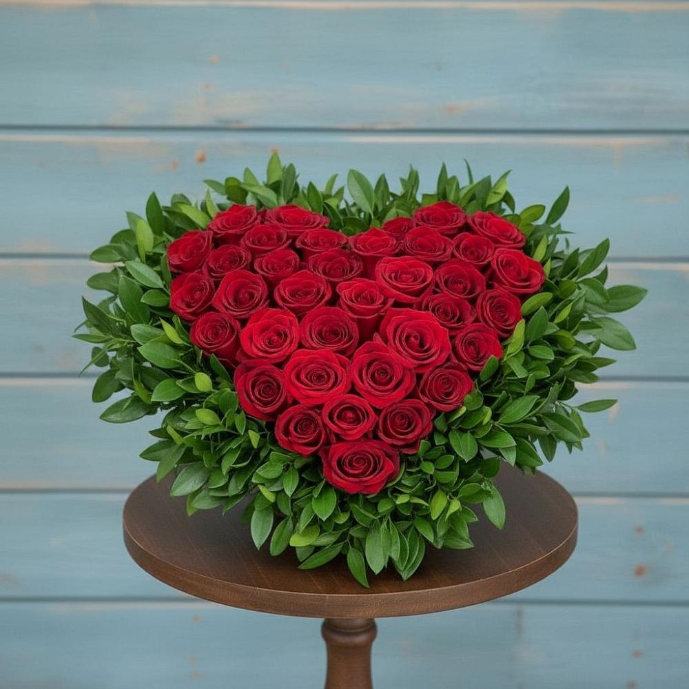 Цветочная композиция из Розы в виде сердца в Жирнове