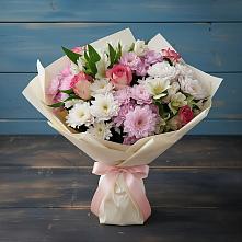 Букет цветов из:  Хризантемы, Альстромерии и Розы в Жирнове