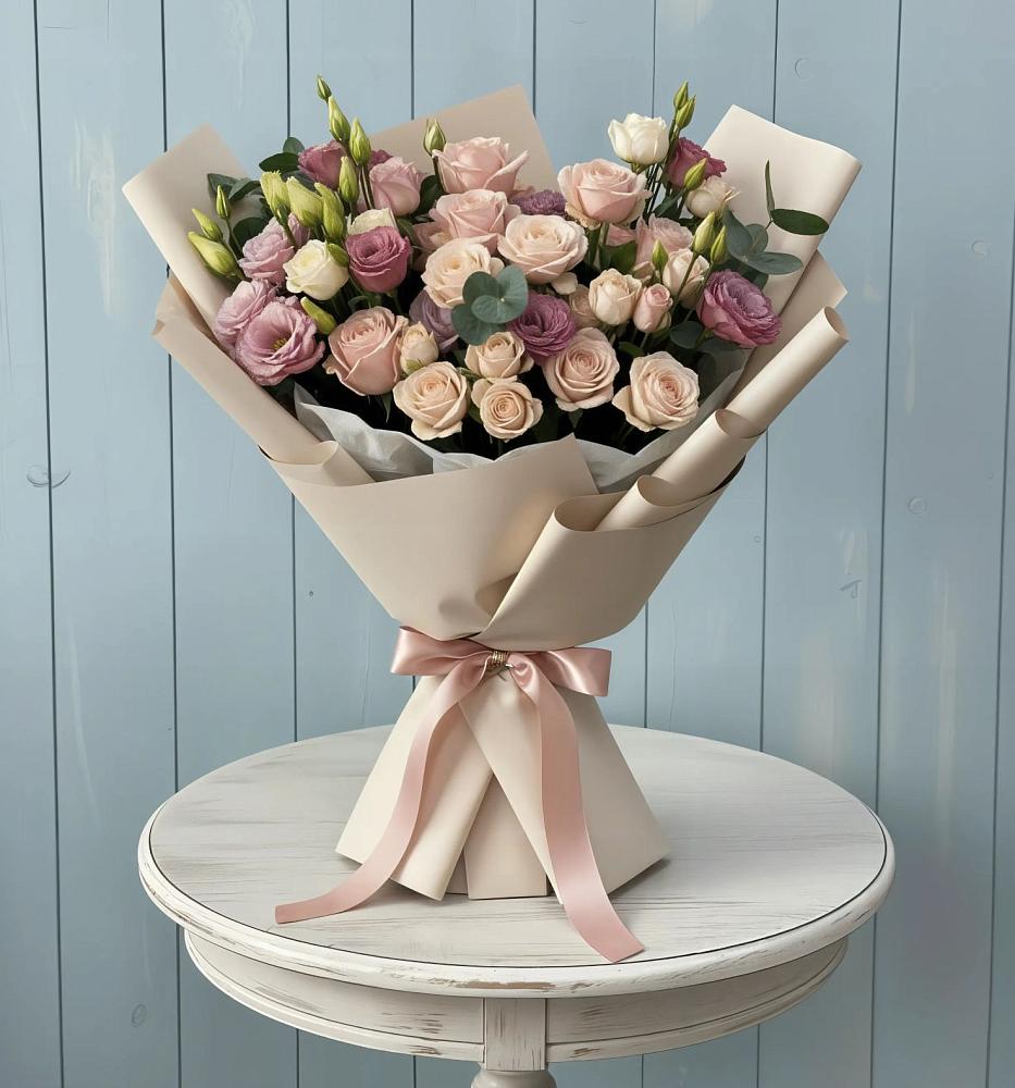 Букет цветов из: Розы и Лизиантусы в Жирнове