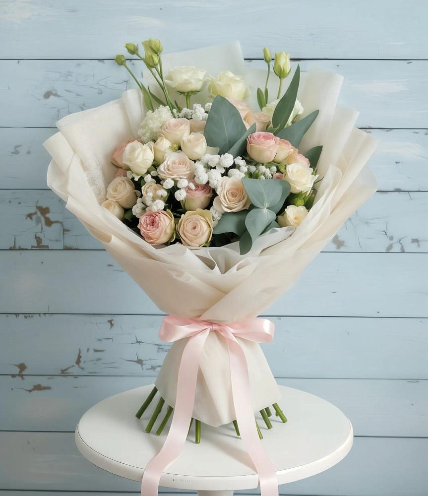 Букет цветов из: Розы и Лизиантусы в Жирнове