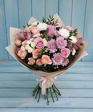 Букет цветов из:  Хризантемы, Розы и Альстромерии в Жирнове