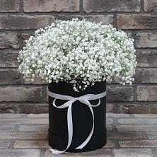 Цветочная композиция из Гипсофила в шляпной коробке в Жирнове